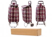 ST-08 CH RED-MUSTARD CHECK 2 WHEEL SHOPPING TROLLEY BOX OF 10