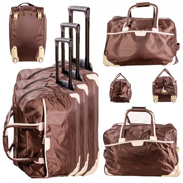 LL-241 CHOCOLATE SET OF 2-WHEELED HOLDALL TRAVEL BAG