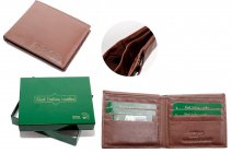 1061 BRN ITALIAN LEATHER WALLET W/ RFID - NEW GREEN BOX