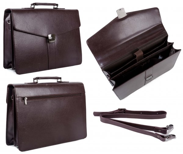 9895-BU BROWN BRIEFCASE W/ LAPTOP SLEEVE - B009