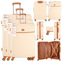 1996 CREAM SET OF 3 TRAVEL TROLLEY SUITCASE