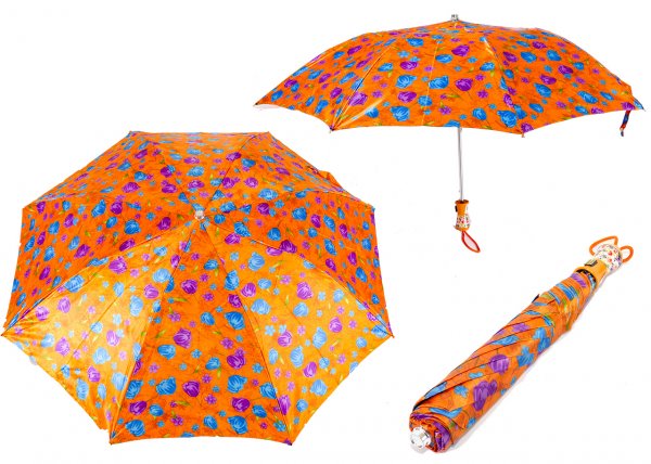 CASAVIA ORANGE/BLUE FLOWER PRINT UMBRELLA