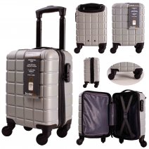 DYN13061 GREY UNDER-SEAT CABIN-SIZE TRAVEL TROLLEY SUITCASE