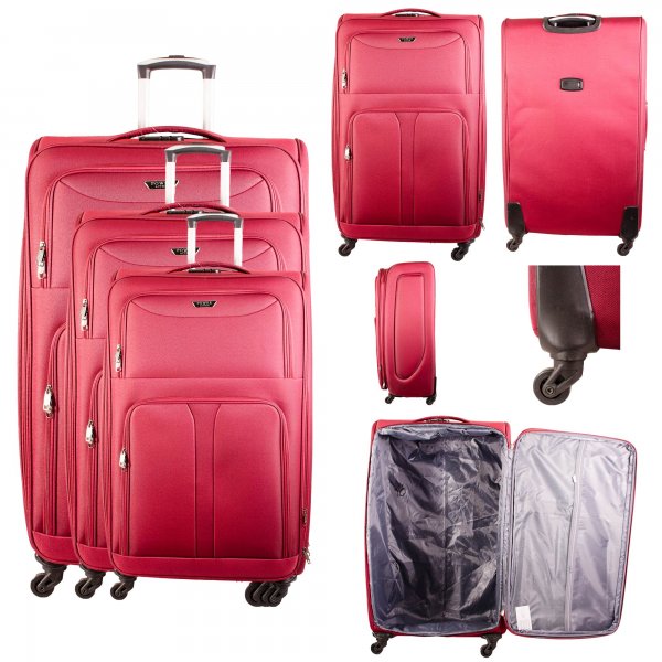 HD-223 RED TRAVEL TROLLEY SET OF 3