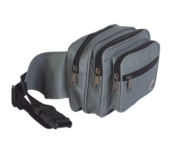 2579 Grey Triple Compartment Bum Bag