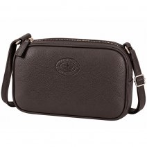 0595 Black Pebble Leather Tripple Top Zip Rfid X-Body Bag (New)