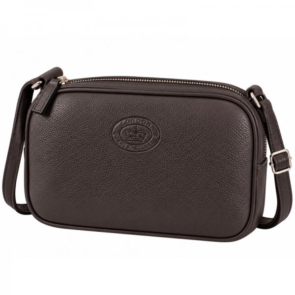 0595 Black Pebble Leather Tripple Top Zip Rfid X-Body Bag (New)