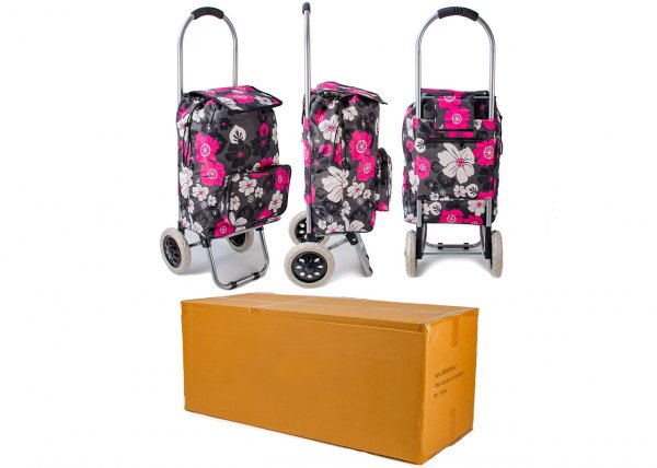 ST-03-FP PINK FLOWER PRINT 2 WHEEL SHOPPING TROLLEY BOX 10 PCS