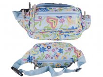 8056 Blue Floral Bright Colored Multizip Bumbag