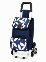 6960 SUMMER WHITE FLOWERS 6 Wheel Stair Climber Shopping Trolley