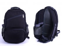 2596 BLACK/GREY “DENIUM” LOOK BACKPACK WITH 4 ZIPS & SIDE P