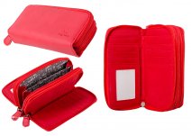 JBPS120 RED PU PURSE WITH 3 ZIPS