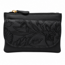 5706 Black Lorenz Floral Embossed Coin Purse