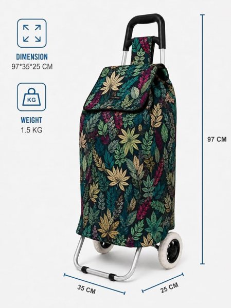 B-ST-05 Leaf Dr/ Green 2 Wheeler Shopping Trolley