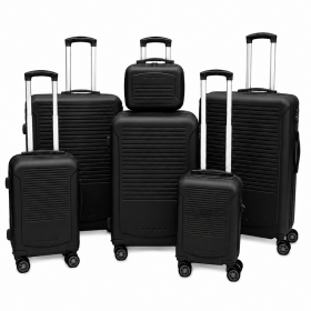 T-HC-716 SET OF 6 Black Premium Hard Shell Suitcases