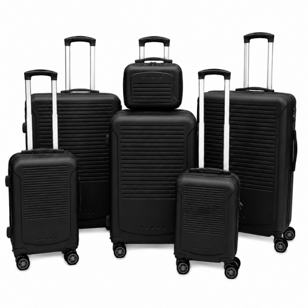T-HC-716 SET OF 6 Black Premium Hard Shell Suitcases