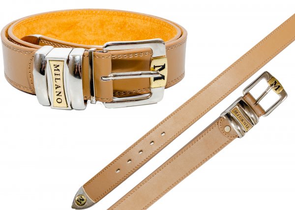 2756 TAN 1.5" BELT WITH SUEDE FEEL AND MILANO BCKL XL (40"-44")