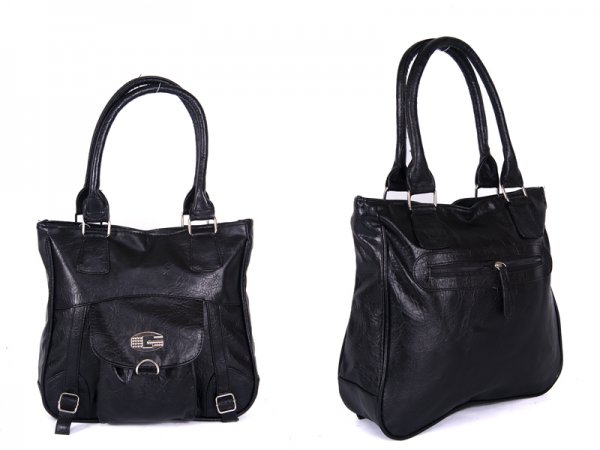HB-PU-L83-210 BLACK leather bag with g logo