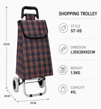 LL-ST05 NAVY CHECK 2 WHEEL SHOPPING TROLLEY LL-ST05 NAVY CHECK 2 WHEEL SHOPPING TROLLEY