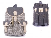 2606 boho Canvas Backpack with 2 Front Pockets elephant