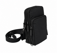 2308 Black Compact Twin Top Zip X-Body Phone Crinkled Nylon Bag 2308 Black Compact Twin Top Zip X-Body Phone Crinkled Nylon Bag