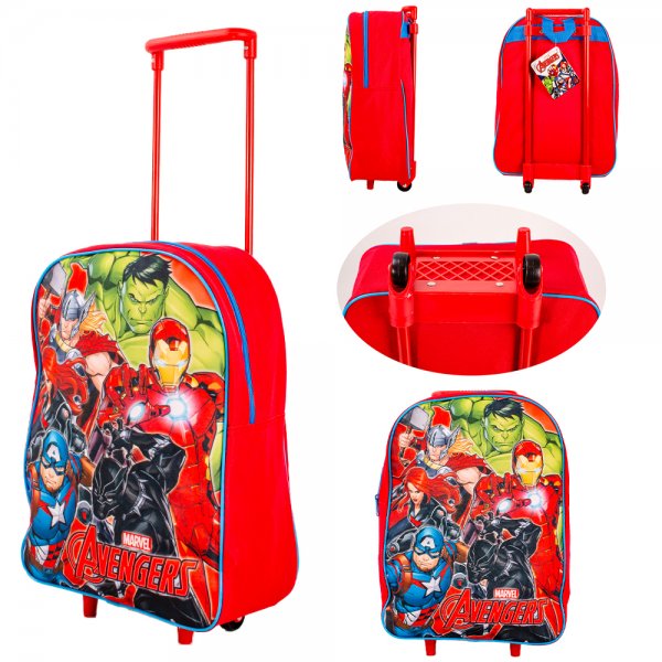 1000ET38-1661 RED AVENGERS KIDS PREMIUM FABRIC FOLDING TROLLEY