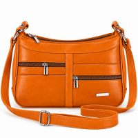 1955 Tan Twin Top Leather Fashion Shoulder Bag W/5 Zip (New) 1955 Tan Twin Top Leather Fashion Shoulder Bag W/5 Zip (New)