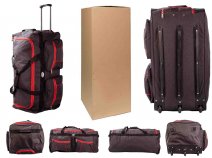 KS-100 30'' BLACK/RED 3-WHEELED HOLDALL TRAVEL BAG BOX OF 6