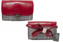 5816 MINI FASHION BAG IN TARTAN PATTERN PU RED/BURGUNDY