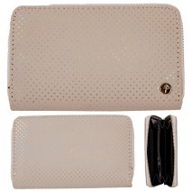 LW215 CREAM METALLIC SPOT MEDIUM PURSE W/COIN SECTION