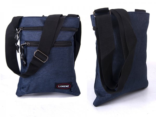 2510 NAVY shoulder bag with 3 zips, adj strap