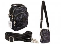 2498 PATTERNED CRINKLED NYLON X-BODY GADGET BAG BLK/FLORAL