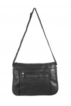 5862 PU Twin Top Zip Bag wth Bk & Frnt Zip BLACK