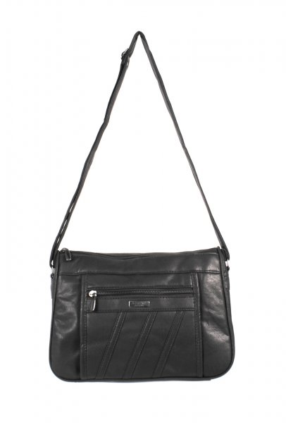 5862 PU Twin Top Zip Bag wth Bk & Frnt Zip BLACK