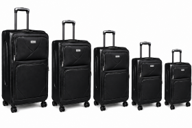 JB3002 Black Soft Shell 5 Piece Luggage Set