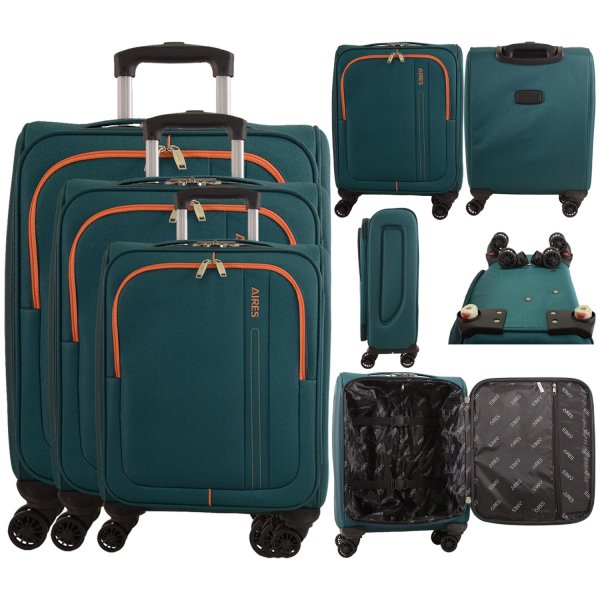 AR721 PEACOCK BLUE TROLLEY TRAVEL TROLLEY SET OF 3