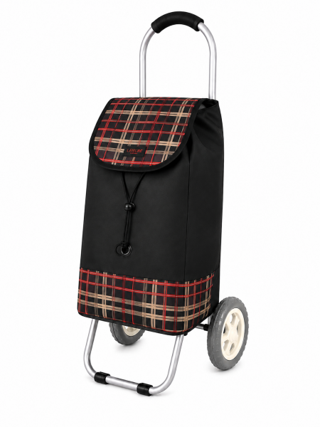 6958/S BLK CHECK 2 WHEEL SHOPPING TROLLEY