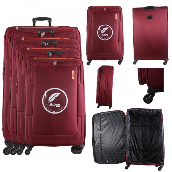 AR727 BURGUNDY TRAVEL TROLLEY SUITCASE SET OF 4