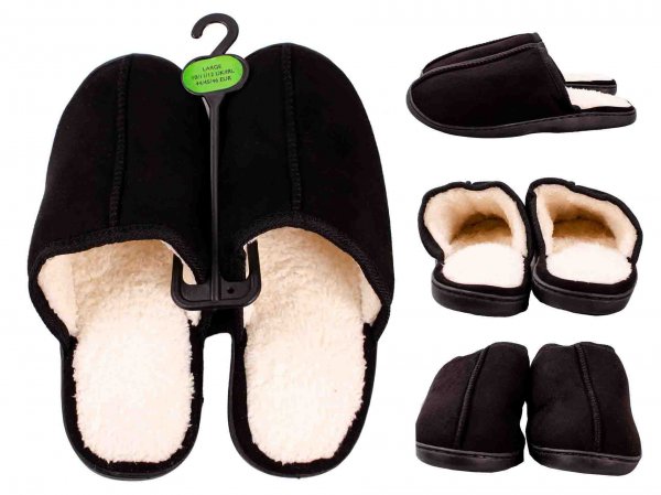 SL104 GENTS SLIPPERS BLACK LARGE UK 10/11/12