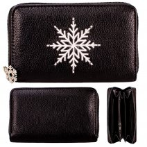 LW214 BLACK SNOWFLAKE MEDIUM PURSE W/COIN SECTION