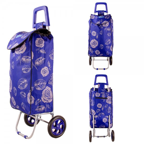 EV-431 NAVY ROSE 2-WHEEL SHOPPING TROLLEY BAG