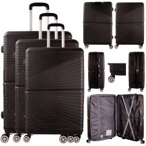 T-HC-12 BLACK SET OF 3 TRAVEL TROLLEY SUITCASE