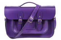 15" PURPLE PATENT BRIEFCASE MAGNETIC LEATHER