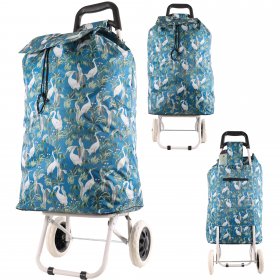 MS-001 NAVY BLUE TWO WHEEL SHOPPING CART CRANE PATTERN