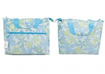 LL-7433 SHOPPING BAG TURQUOISE FLOWER PRINT