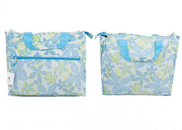 LL-7433 SHOPPING BAG TURQUOISE FLOWER PRINT