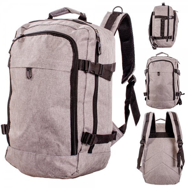 BP-118 GREY RYANAIR UNDERSEAT CABIN-FRIENDLY RUCKSACK W/MUL ZIP