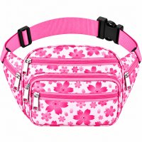8056 Pink Flower Bumbag W-7 Zips (New) 8056 Pink Flower Bumbag W-7 Zips (New)