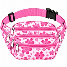8056 Pink Flower Bumbag W-7 Zips (New)