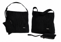 5848 Black Pleated Tote Shoulder Bag with Matching Wristlet 5848 Black Pleated Tote Shoulder Bag with Matching Wristlet